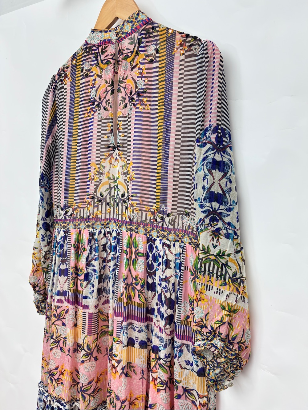 Anthropologie Boho Bhanuni by Jyoti Anastasia Sequin Floral Maxi Dress Large 12 - Picture 6 of 15
